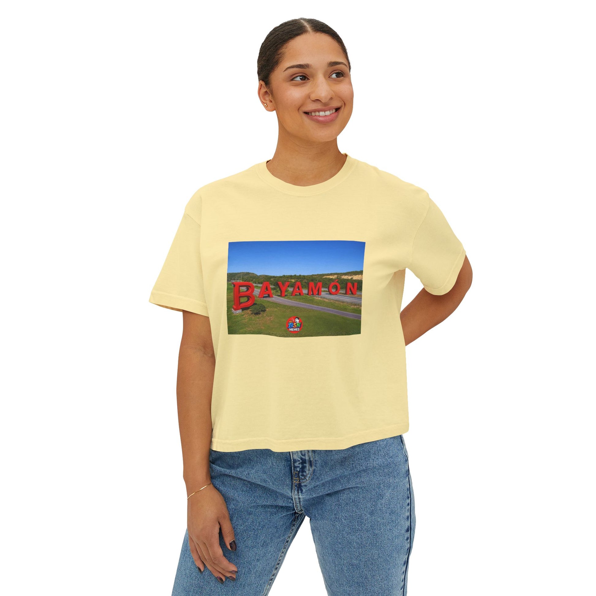 Bayamon Women's Boxy Tee, Casual Summer Top, Vacation Wear, Gift for Her, Streetwear Style, Travel Essential