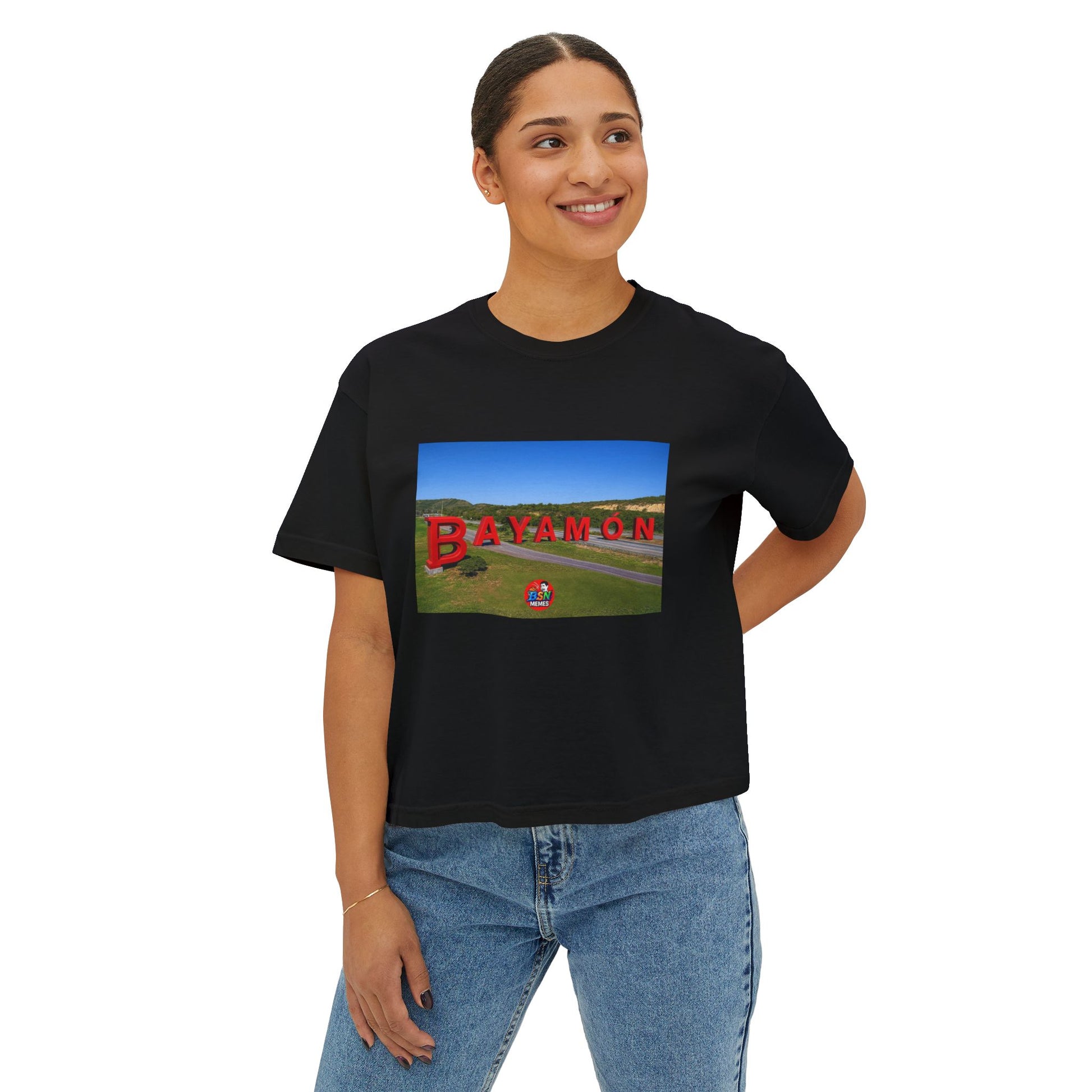 Bayamon Women's Boxy Tee, Casual Summer Top, Vacation Wear, Gift for Her, Streetwear Style, Travel Essential